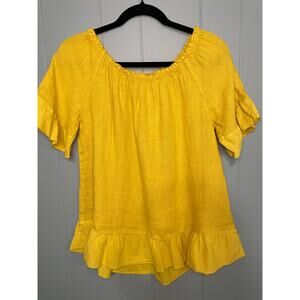 Terzo Millenio 100% Linen Boho‎ Peasant Top, Size M